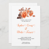 秋オレンジバラブーケホワイト結婚ズ 招待状 (正面/裏面)