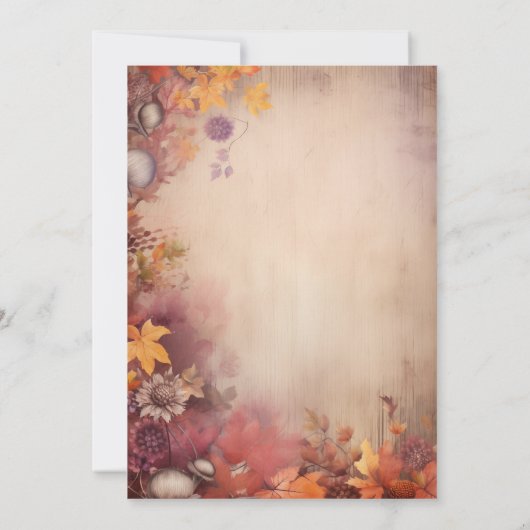 秋オレンジパープルツリ素朴ー結婚ズお祝い 招待状 (裏面)