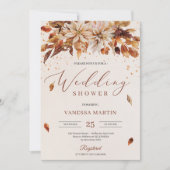 秋オレンジフラワーズマリゴールドウェディングシャワー 招待状 (正面)