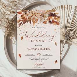 秋オレンジフラワーズマリゴールドウェディングシャワー 招待状