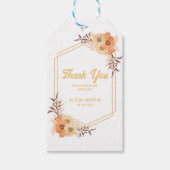 秋オレンジフラワー金ゴールドホワイトありがとう ギフトタグ (正面)
