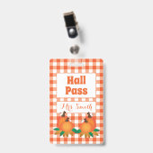 秋オレンジホールパス（名前あり） バッジ (正面 （クリップ付）)