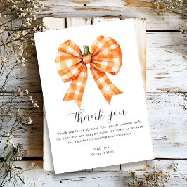 秋オレンジボウベビーシャワーサンキューカード サンキューカード