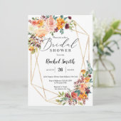 秋オレンジマリゴールドイエローフローラブライダルシャワー 招待状 (スタンド正面)