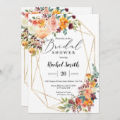 秋オレンジマリゴールドイエローフローラブライダルシャワー 招待状 (正面/裏面)