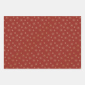 秋オレンジレッド及びスノーフレーク模様金ゴールド ラッピングペーパーシート (正面)