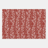 秋オレンジレッド及び葉柄金ゴールド ラッピングペーパーシート (正面3)