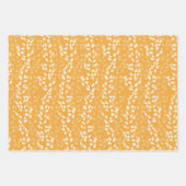 秋オレンジレッド及び葉柄金ゴールド ラッピングペーパーシート (正面)