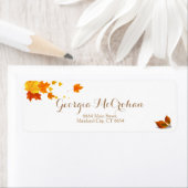 秋オレンジレッド葉差出人住所ラベル ラベル (インサイチュ)