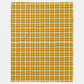 秋オレンジ緑色のホワイトプレイドパターン フリースブランケット (正面)