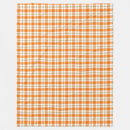 秋オレンジ緑色のホワイトプレイドパターン フリースブランケット