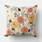 秋オレンジ色の黄色い花離れの クッション (正面)