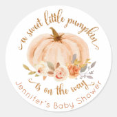 秋オレンジ金ゴールドリトルカボチャ赤ちゃんシャワー ラウンドシール (正面)