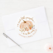 秋オレンジ金ゴールドリトルカボチャ赤ちゃんシャワー ラウンドシール (封筒)