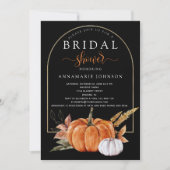 秋オレンジ&ホワイトカボチャ離れンズオンブラック 招待状 (正面)