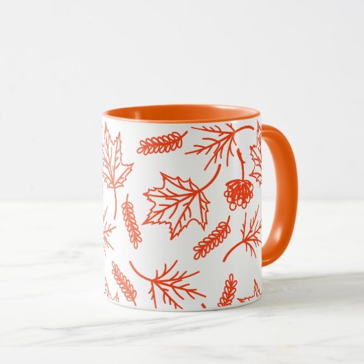 秋オレン離れジのアウトライン2トーンマグカップ マグカップ (正面右)