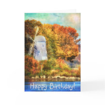 秋オンザリバー誕生日グリーティングカード