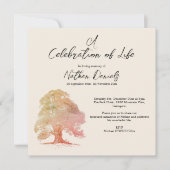 秋オークツリーお祝いのライフカード 招待状 (正面)