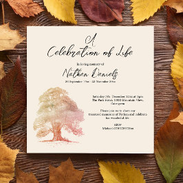 秋オークツリーお祝いのライフカード 招待状