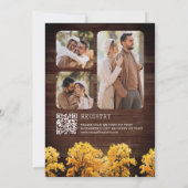 秋オークツリーフォトQRコードブライダルシャワー 招待状 (裏面)