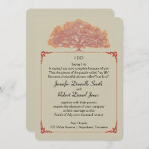 秋オークツリー結婚式招待状