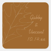 秋オークリーフ秋結婚の スクエアシール (正面)