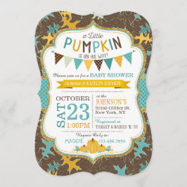 秋オーク離れズとカボチャのベビーシャワー招待状 招待状