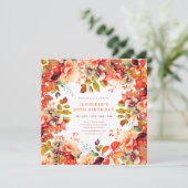 秋オータムウォーター色フローラ90誕生日 招待状 (スタンド正面)