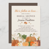 秋オータムオレンジカボチャ金ゴールドブライダルシャワー 招待状 (正面/裏面)