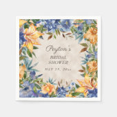 秋オータムオレンジブルーフローラブライダルシャワー スタンダードカクテルナプキン (正面)