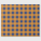 秋オータムオレンジブループレイドパターン ラッピングペーパー (フラット)