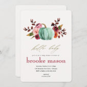 秋オータムカプキンベイビーシャワー招待状オレンジ 招待状 (正面/裏面)