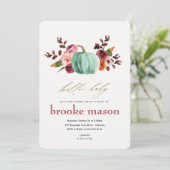 秋オータムカプキンベイビーシャワー招待状オレンジ 招待状 (スタンド正面)