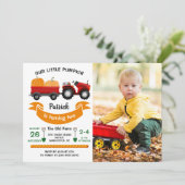 秋オータムカボキントラクターファームフォト誕生日 招待状 (スタンド正面)