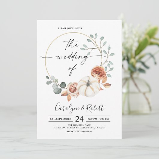 秋オータムカボチャフローラ結婚式招待状 招待状 (スタンド正面)