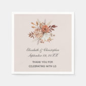 秋オータムカラーフローラ結婚トレンディーナプキンス スタンダードカクテルナプキン (正面)