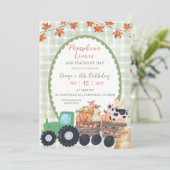 秋オータムセージグリーンファームアニマル誕生日 招待状 (スタンド正面)