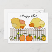 秋オータムツリーズパンプキンピケットフェンス ポストカード (正面/裏面)