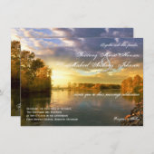 秋オータムツリーズリバーサンセット結婚式招待状 招待状 (正面/裏面)