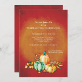 秋オータムハーベストカボンプキンサンクシ素朴ェーシング 招待状 (正面/裏面)