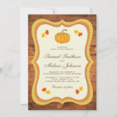 秋オータムバ素朴ンウッドパンプキン結婚ズ 招待状 (正面)