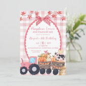 秋オータムピンクファーム動物誕生日 招待状 (スタンド正面)