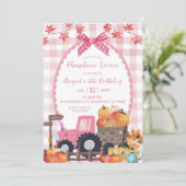 秋オータムピンクボウカボキンパッチ誕生日 招待状 (スタンド正面)