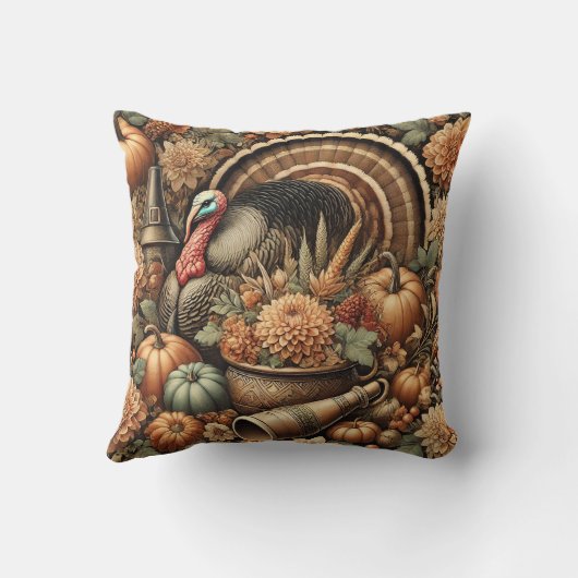 秋オータムファームハウスシーズンターキーサンクスギビング クッション (裏面)
