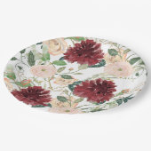 秋オータムブルゴーニュキク赤面ピンクローズ ペーパープレート (アングル)