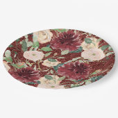 秋オータムブルゴーニュキク赤面ピンクローズ ペーパープレート (アングル)