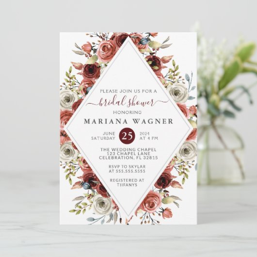 秋オータムミックスブライダルシャワーフローラ結婚ズ 招待状 (スタンド正面)