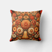 秋オータムヴィンテージ素朴ファームハウスオレンジフローラ クッション (裏面)