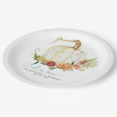 秋オータ結婚ムズホワイトカボチャレッドフローラ ペーパープレート (アングル)