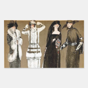 秋オートーオートクチュール1920sイラストレーション 長方形シール